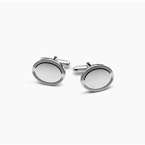 Brand New Tiffany and Co Engine Turned Oval Cuff Links in Silver